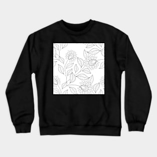 Non Colored Pattern with Floral Motifs Crewneck Sweatshirt